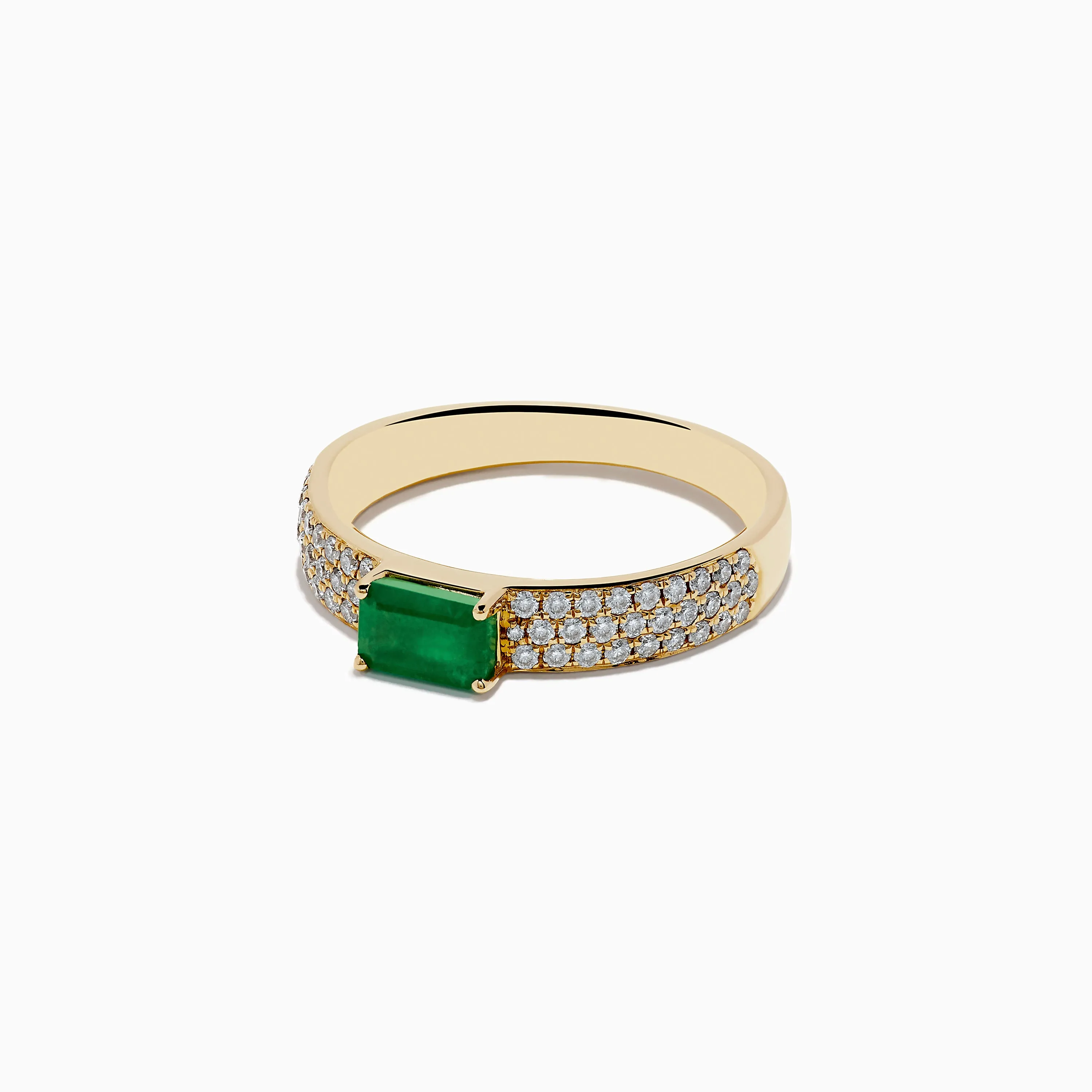 14K Yellow Gold Emerald and Diamond Ring