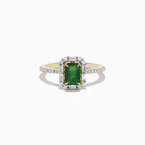 14K Yellow Gold Emerald and Diamond Ring