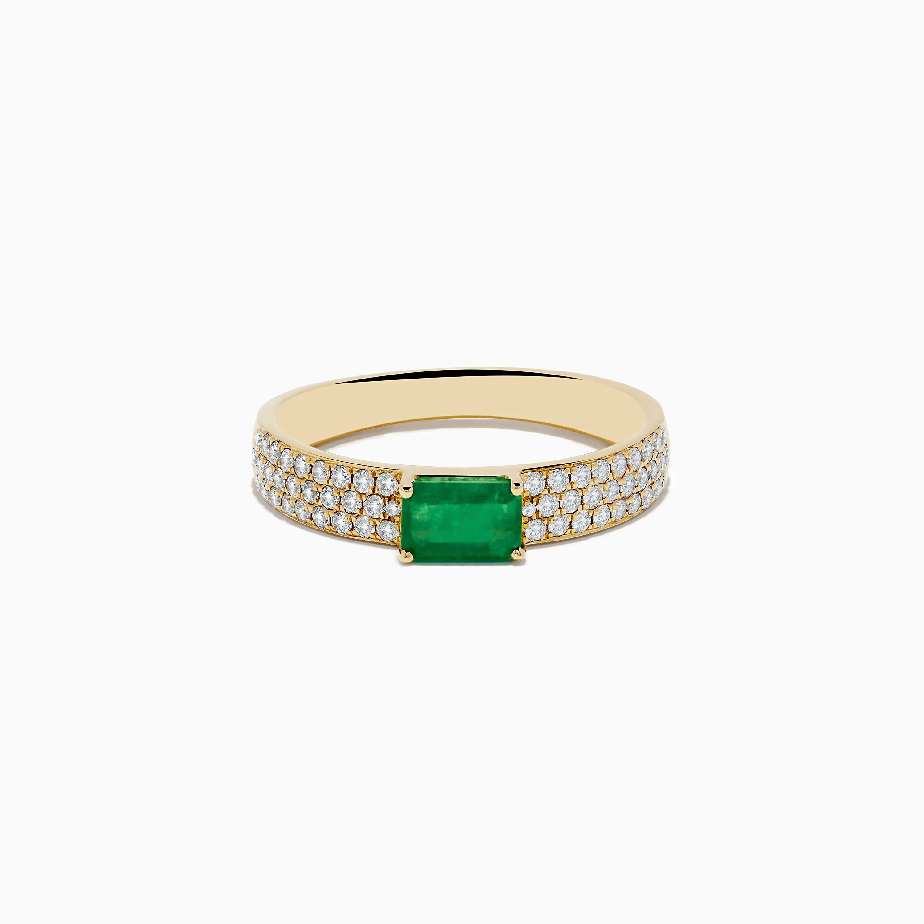14K Yellow Gold Emerald and Diamond Ring