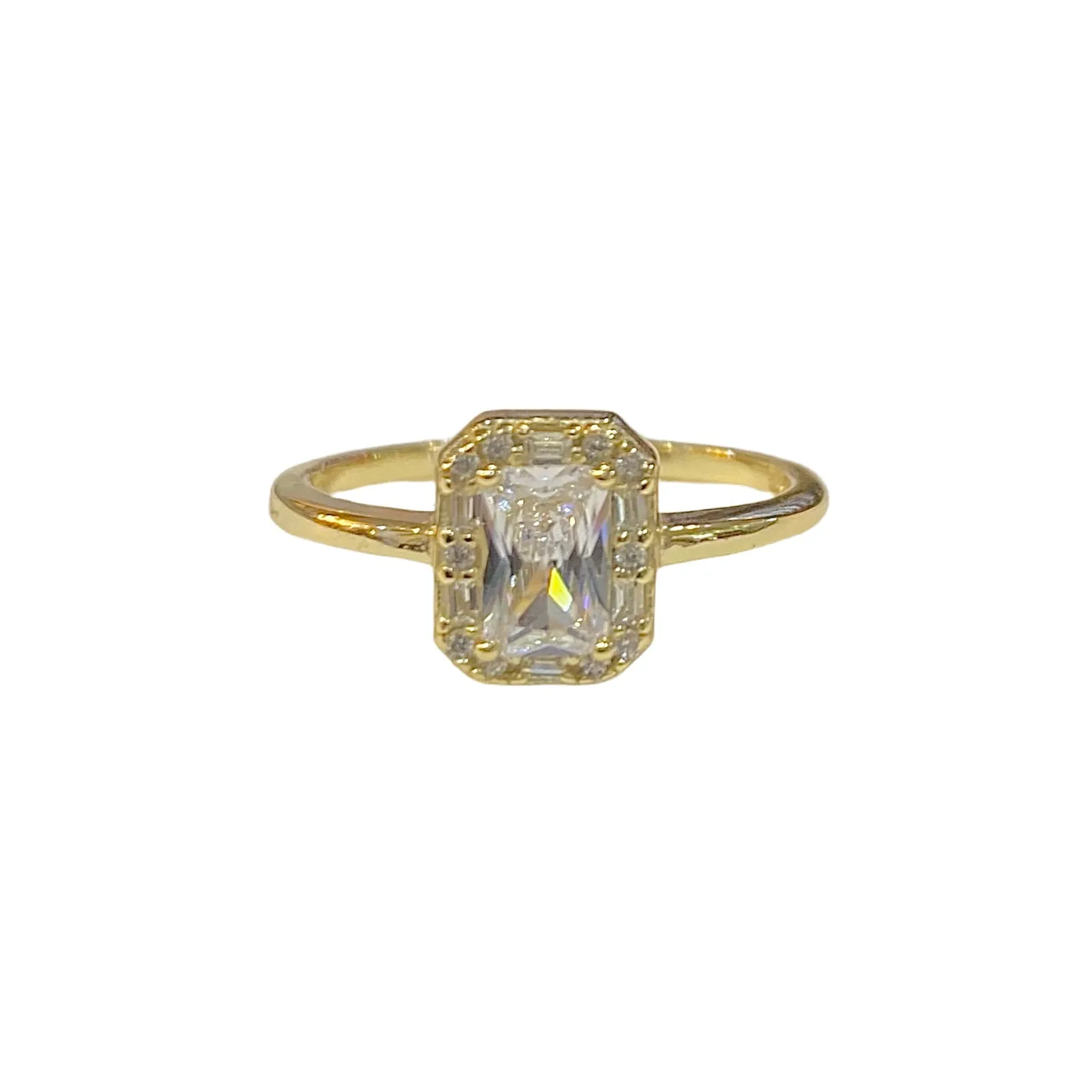 Adriene Emerald Cut Halo Birthstone Ring
