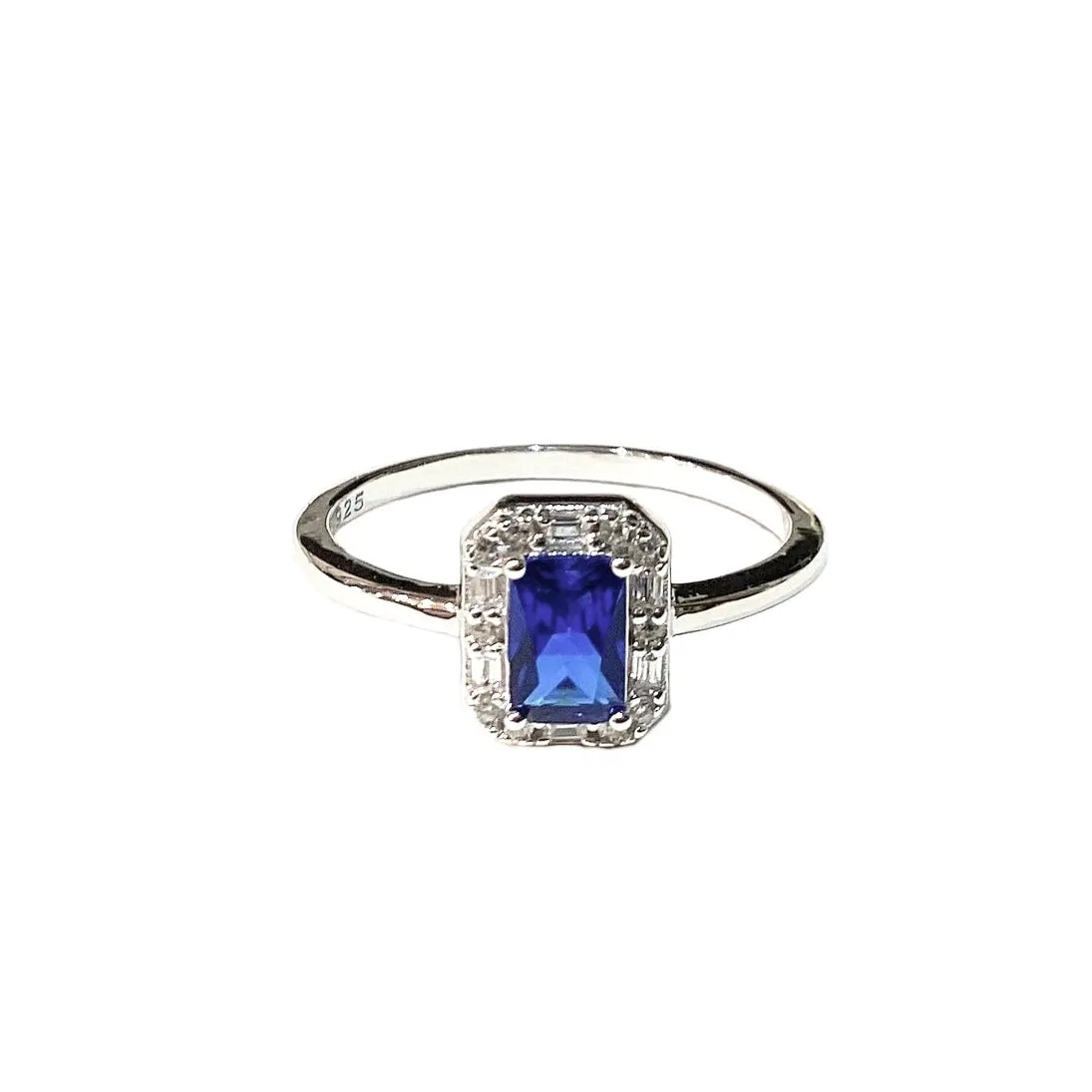 Adriene Emerald Cut Halo Birthstone Ring