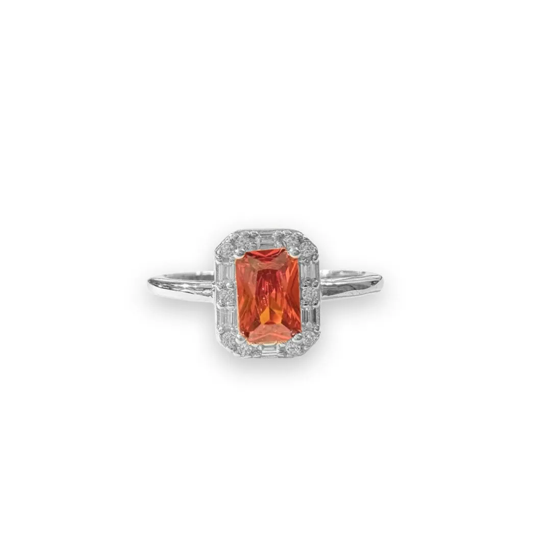 Adriene Emerald Cut Halo Birthstone Ring