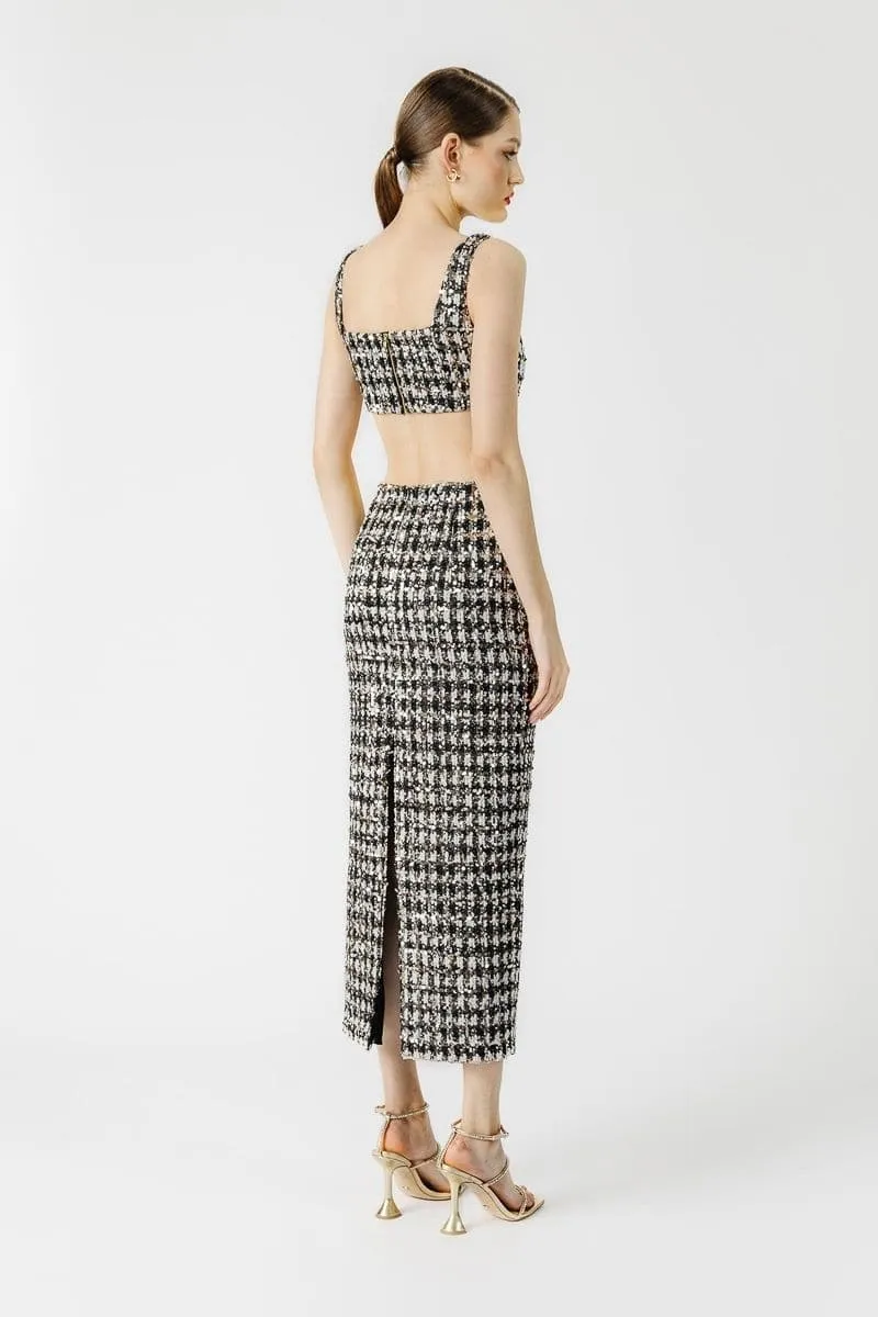 AMELIA TWEED SEQUIN EMBELLISHED TOP AND SKIRT SET