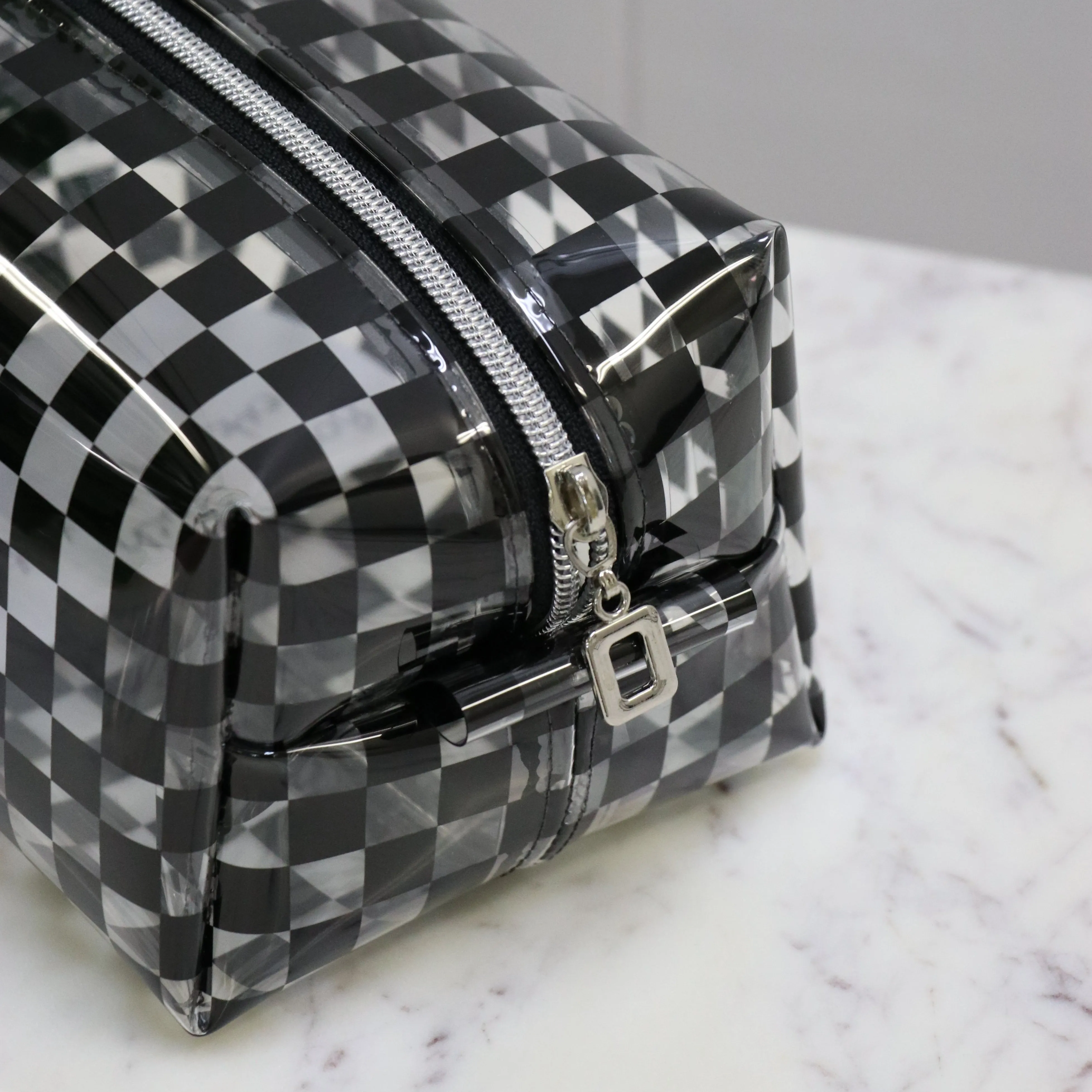Black Checkerboard Print Clear TPU Vinyl