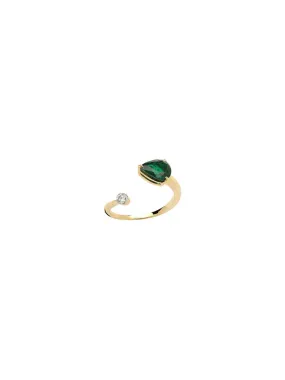 Emerald & Diamond Solitaire Ring