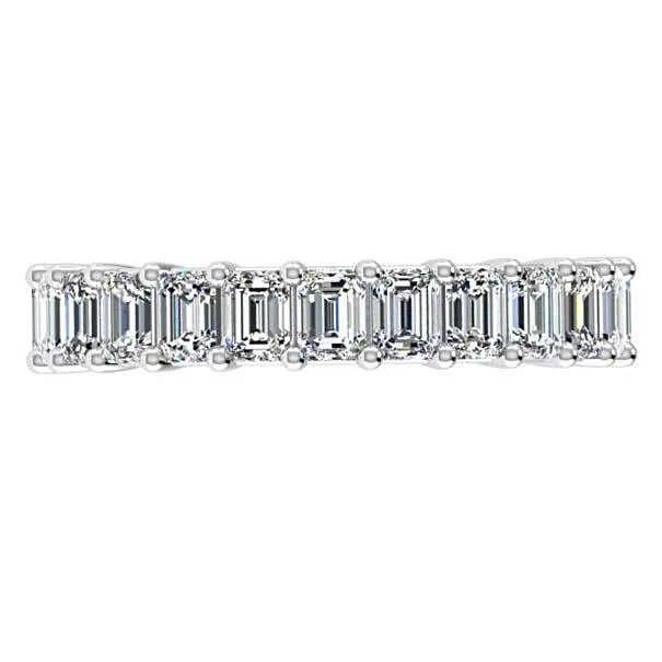 Emerald Cut Diamond Eternity Ring 18K White Gold 3.01 ct.t.w.