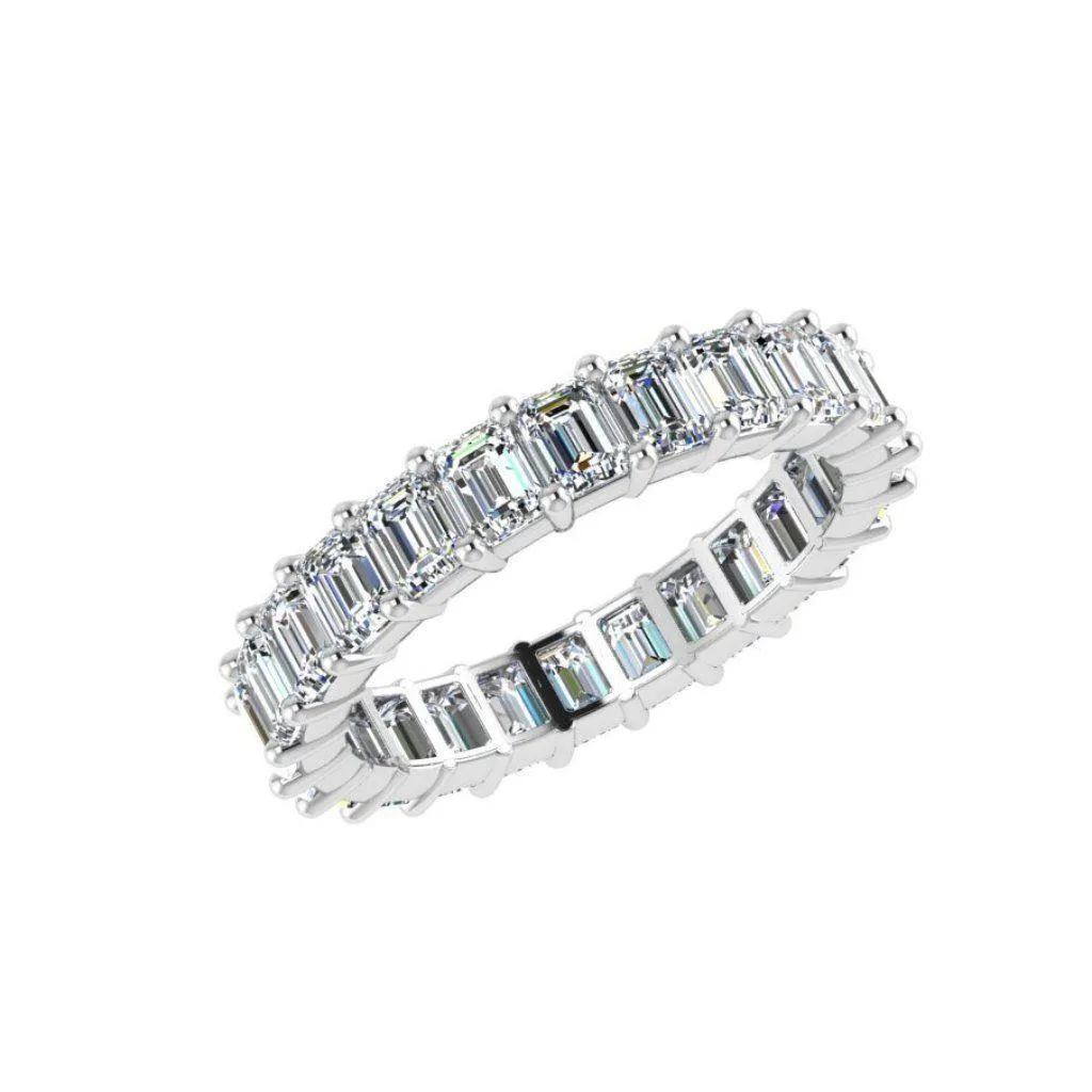 Emerald Cut Diamond Eternity Ring 18K White Gold 3.01 ct.t.w.