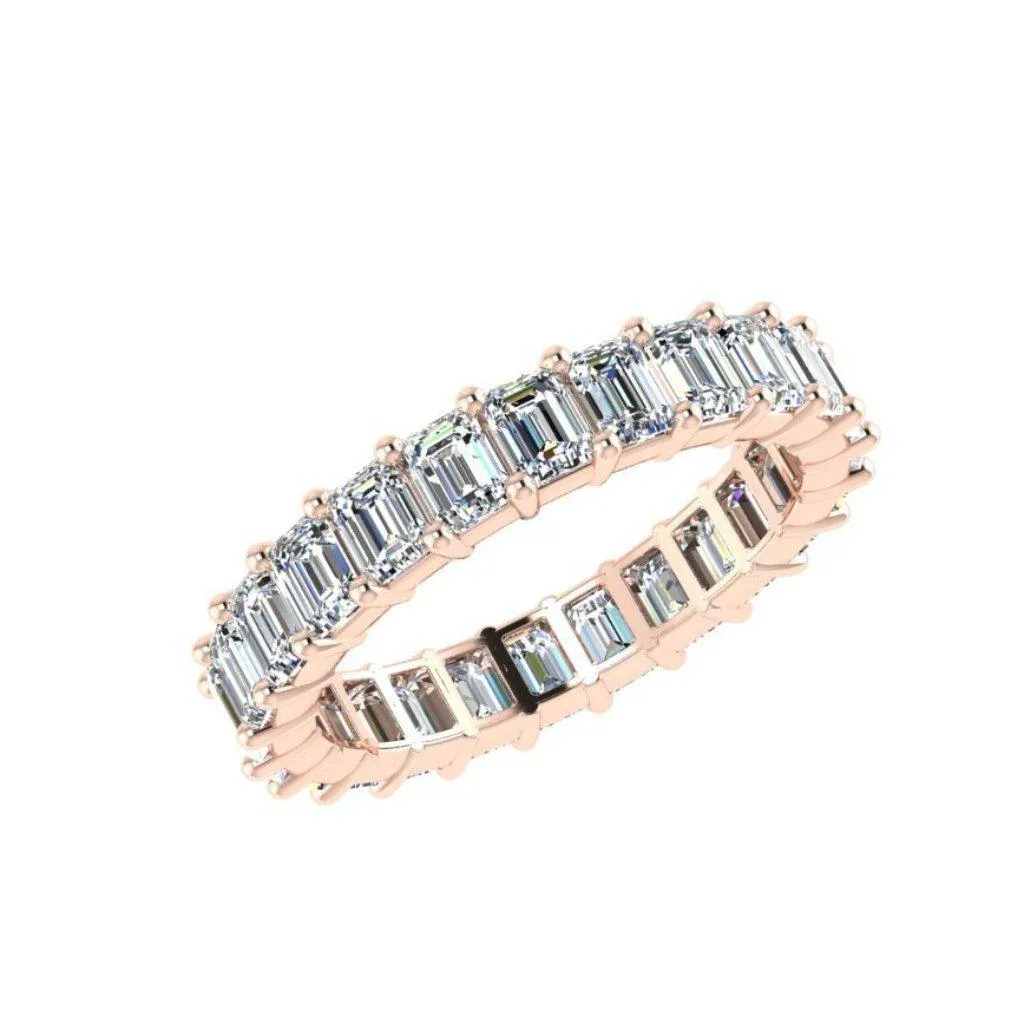 Emerald Cut Diamond Eternity Ring 18K White Gold 3.01 ct.t.w.