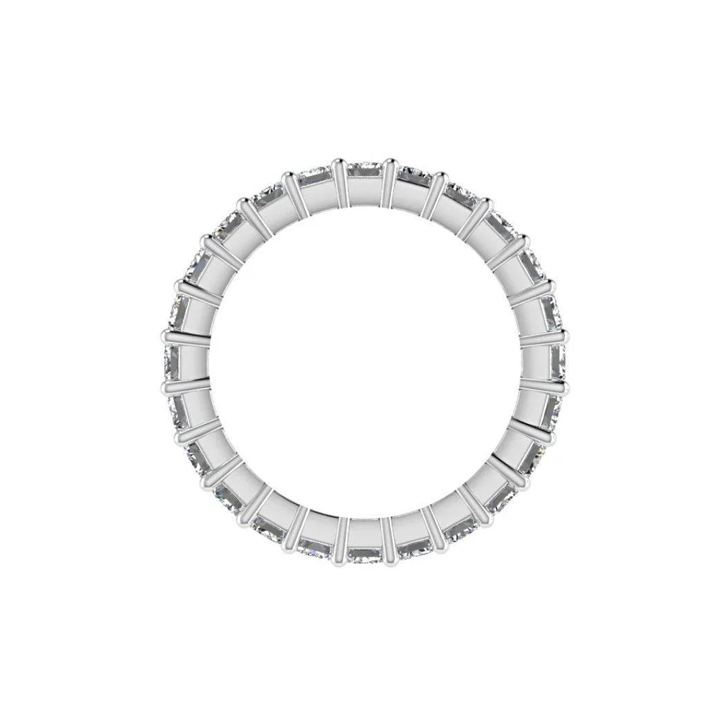 Emerald Cut Diamond Eternity Ring 18K White Gold 3.01 ct.t.w.