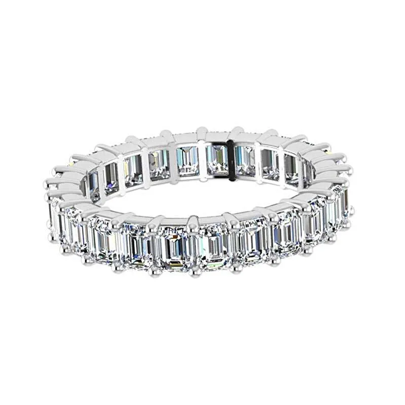 Emerald Cut Diamond Eternity Ring 18K White Gold 3.01 ct.t.w.