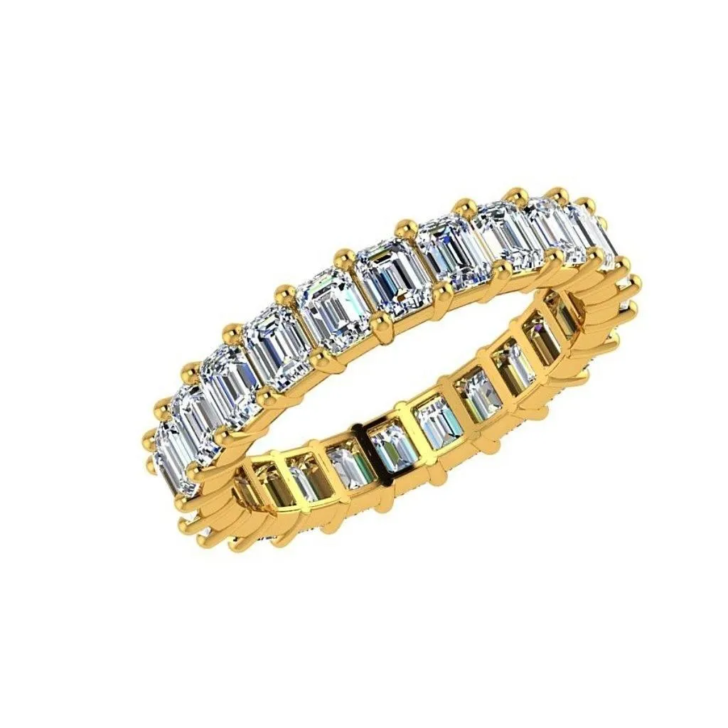 Emerald Cut Diamond Eternity Ring 18K White Gold 3.01 ct.t.w.