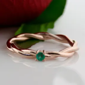 Emerald Dainty Ring Rose Gold