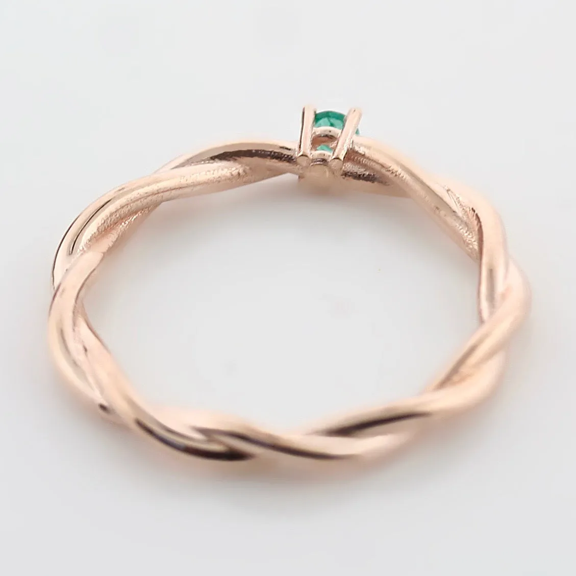 Emerald Dainty Ring Rose Gold