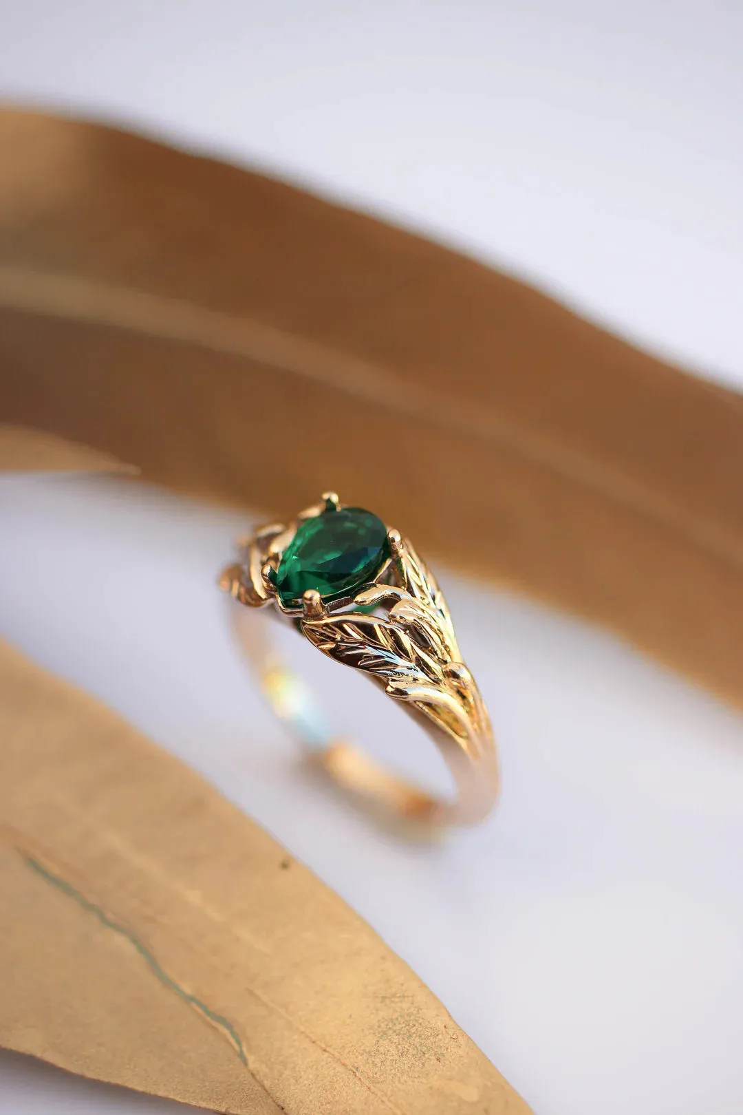 Emerald Stone Pear Cut Ring