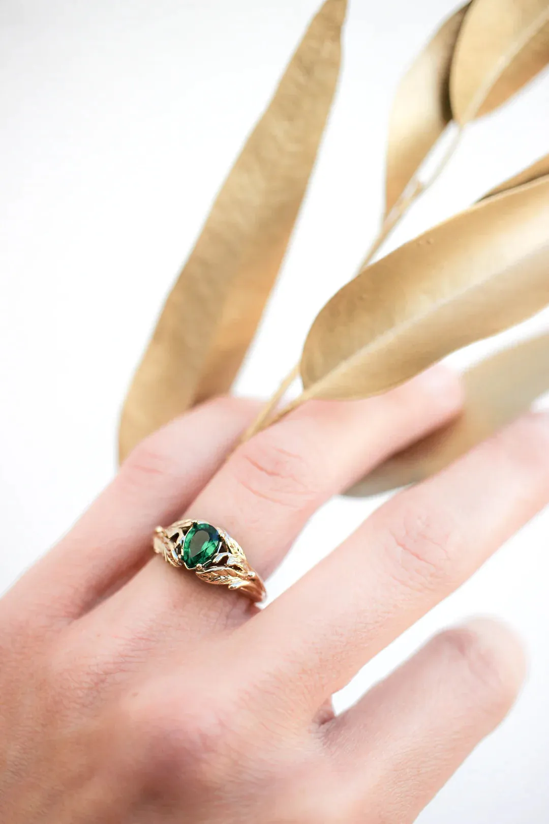 Emerald Stone Pear Cut Ring