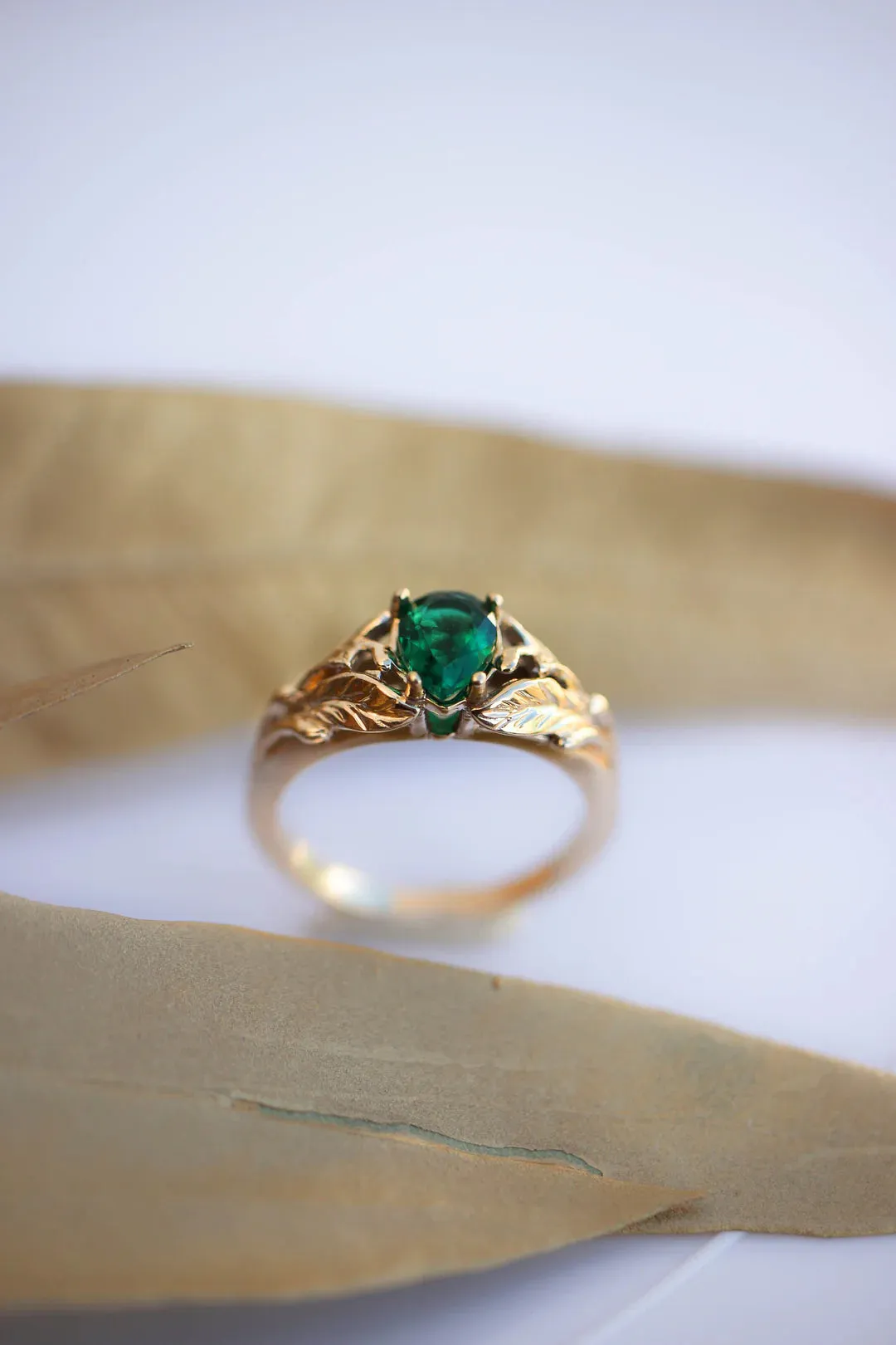 Emerald Stone Pear Cut Ring