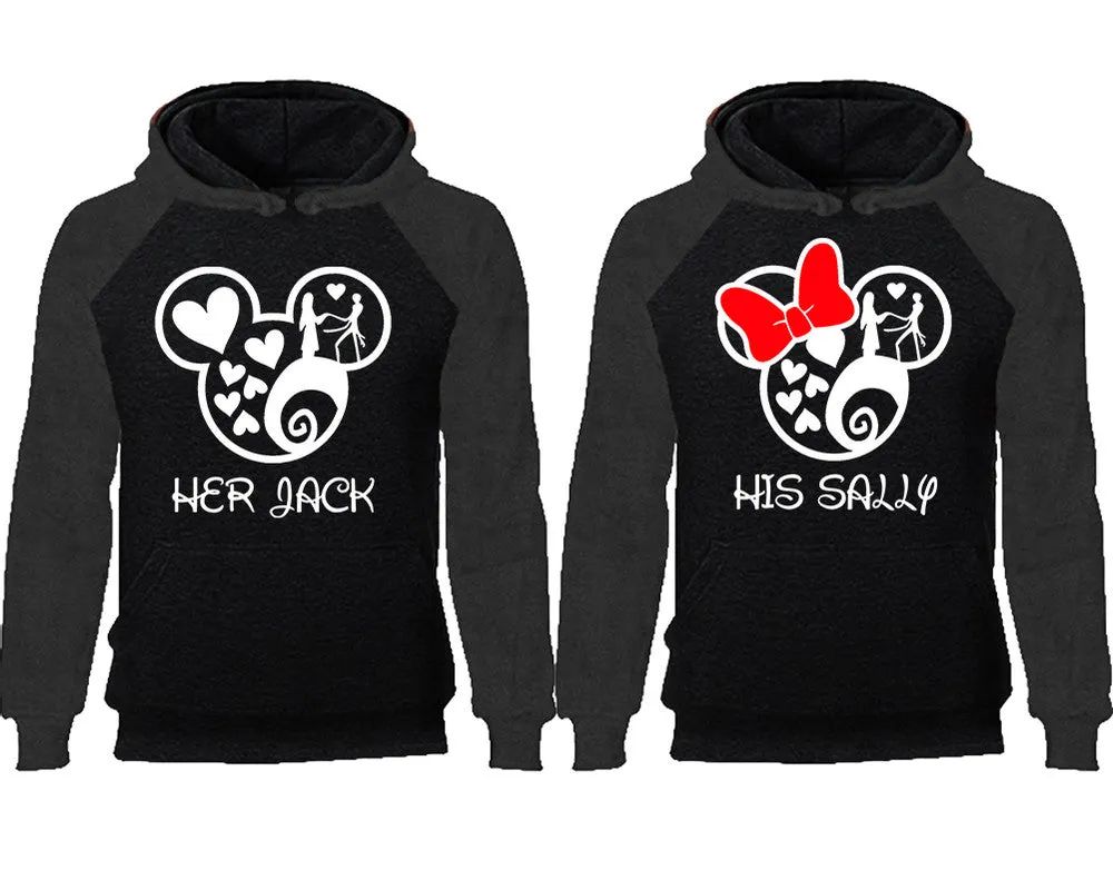 Her Jack His Sally Couple Matching Raglan Hoodies