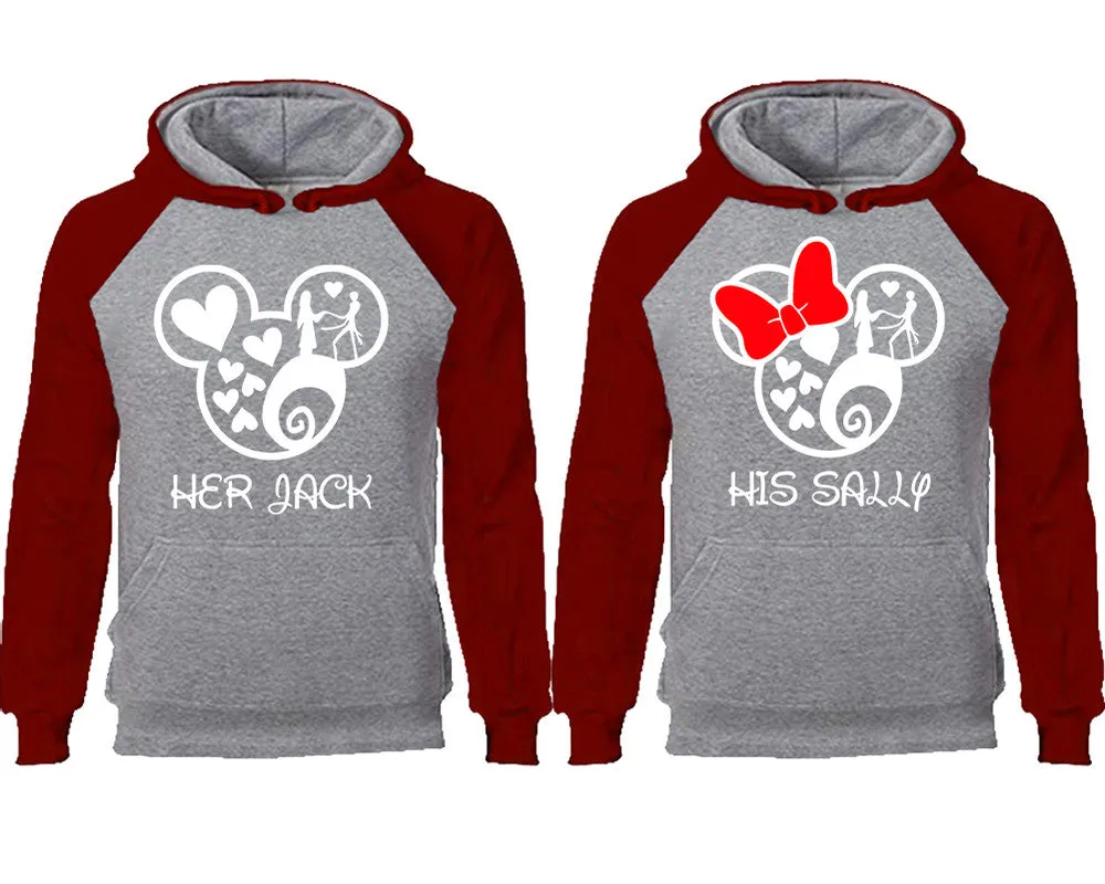 Her Jack His Sally Couple Matching Raglan Hoodies