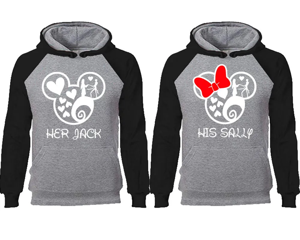 Her Jack His Sally Couple Matching Raglan Hoodies