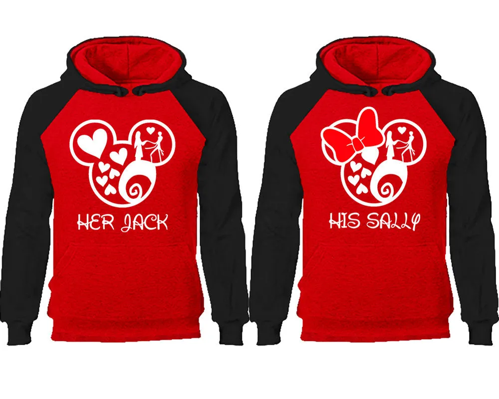 Her Jack His Sally Couple Matching Raglan Hoodies