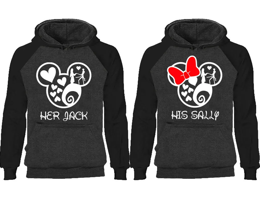 Her Jack His Sally Couple Matching Raglan Hoodies