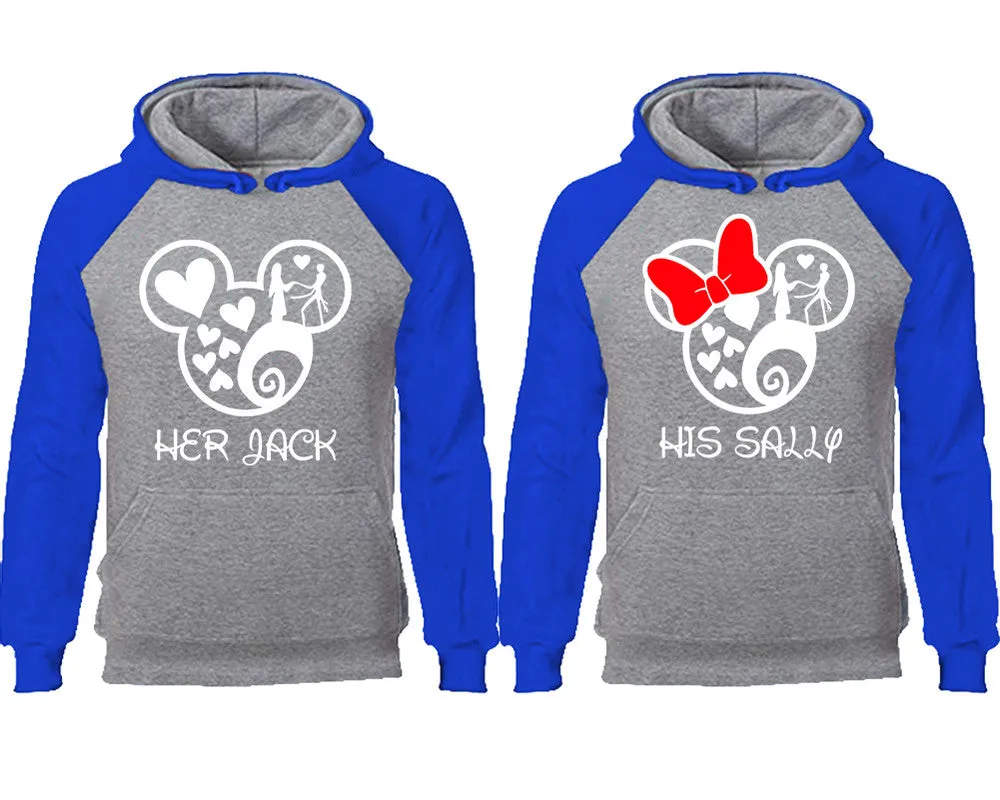 Her Jack His Sally Couple Matching Raglan Hoodies