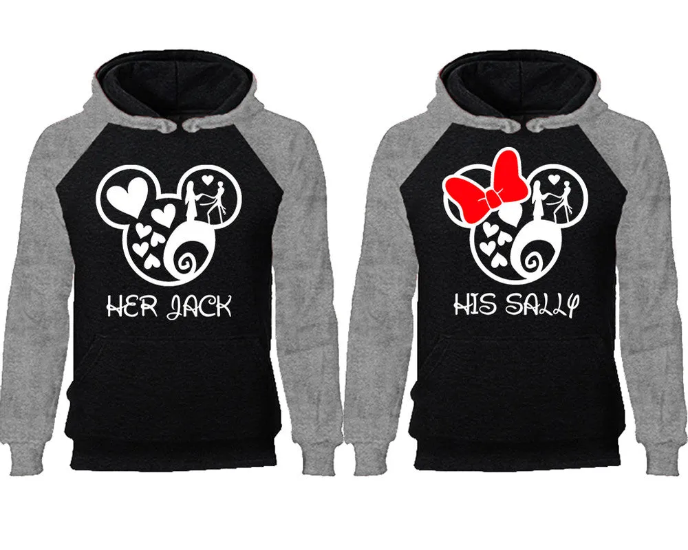 Her Jack His Sally Couple Matching Raglan Hoodies