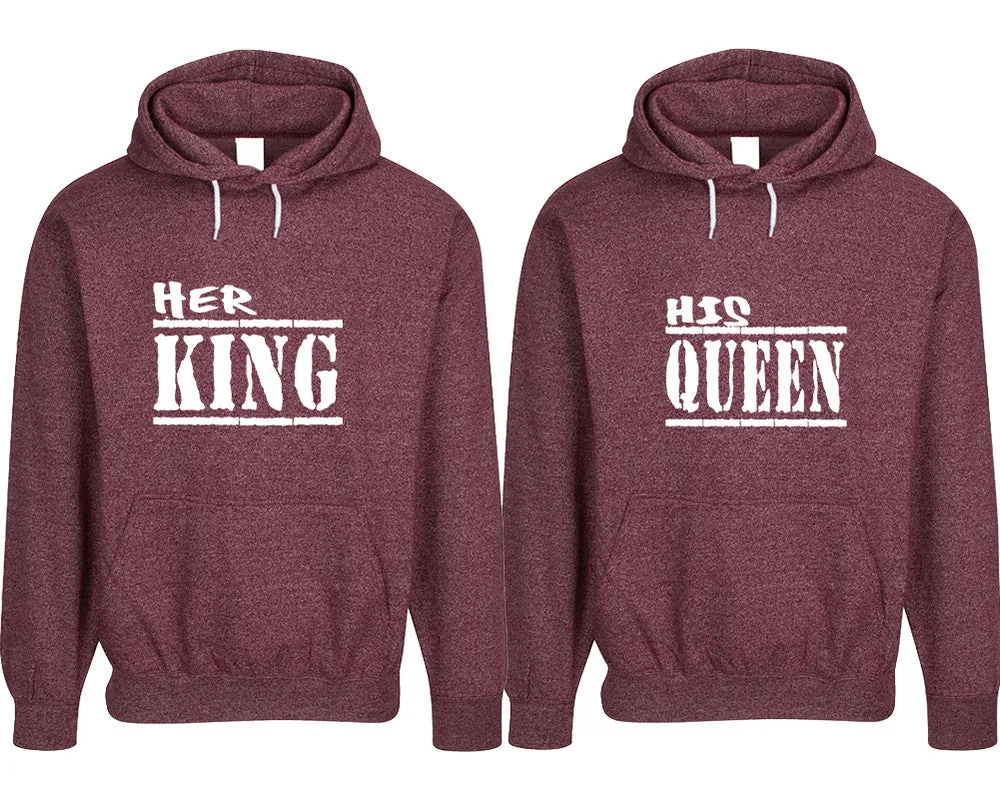 Her King His Queen Couple Matching Speckle Hoodies