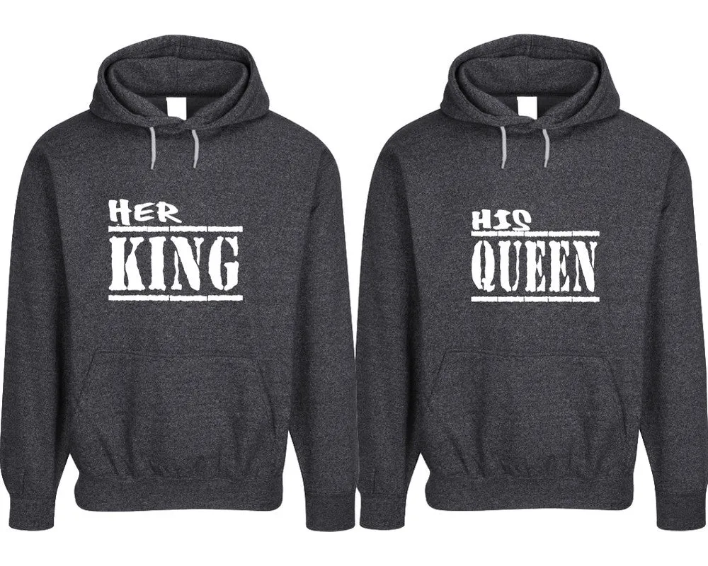 Her King His Queen Couple Matching Speckle Hoodies