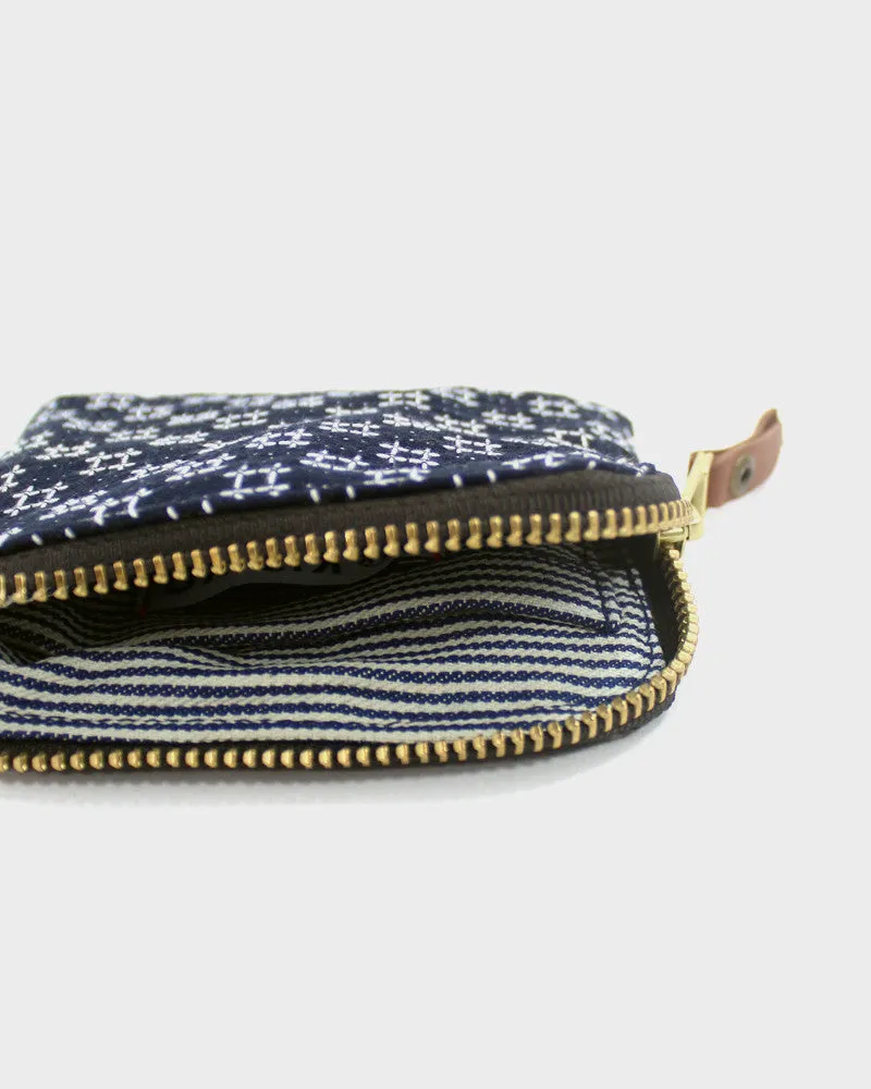 Kiriko Original Zipper Wallet, Indigo Sashiko