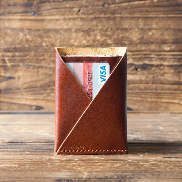 Leather Folded Card Wallet #Whiskey Brown