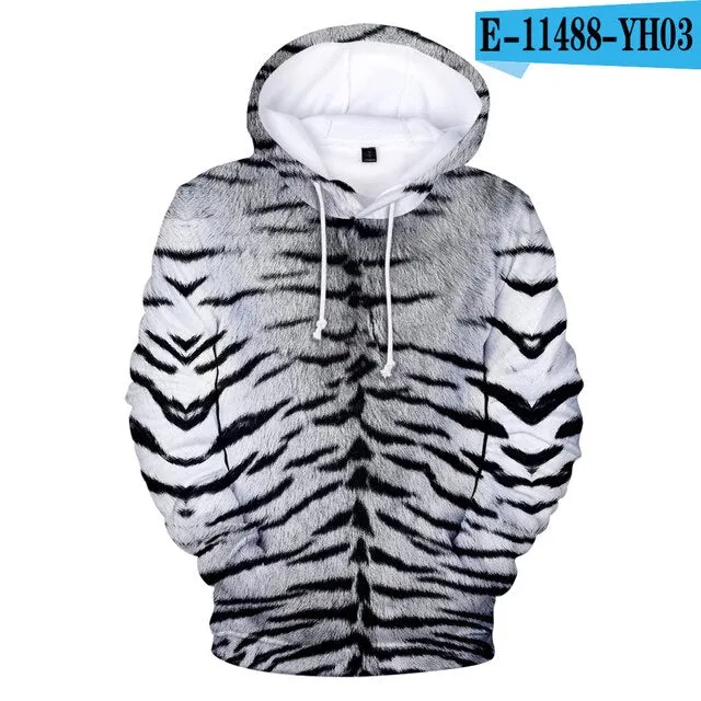 Lovers Hoodies Mens 3D print Tiger Hoodies Boys Sweatshirt child Harajuku Hip hop Spring Tiger Pullovers men's Clothing big size