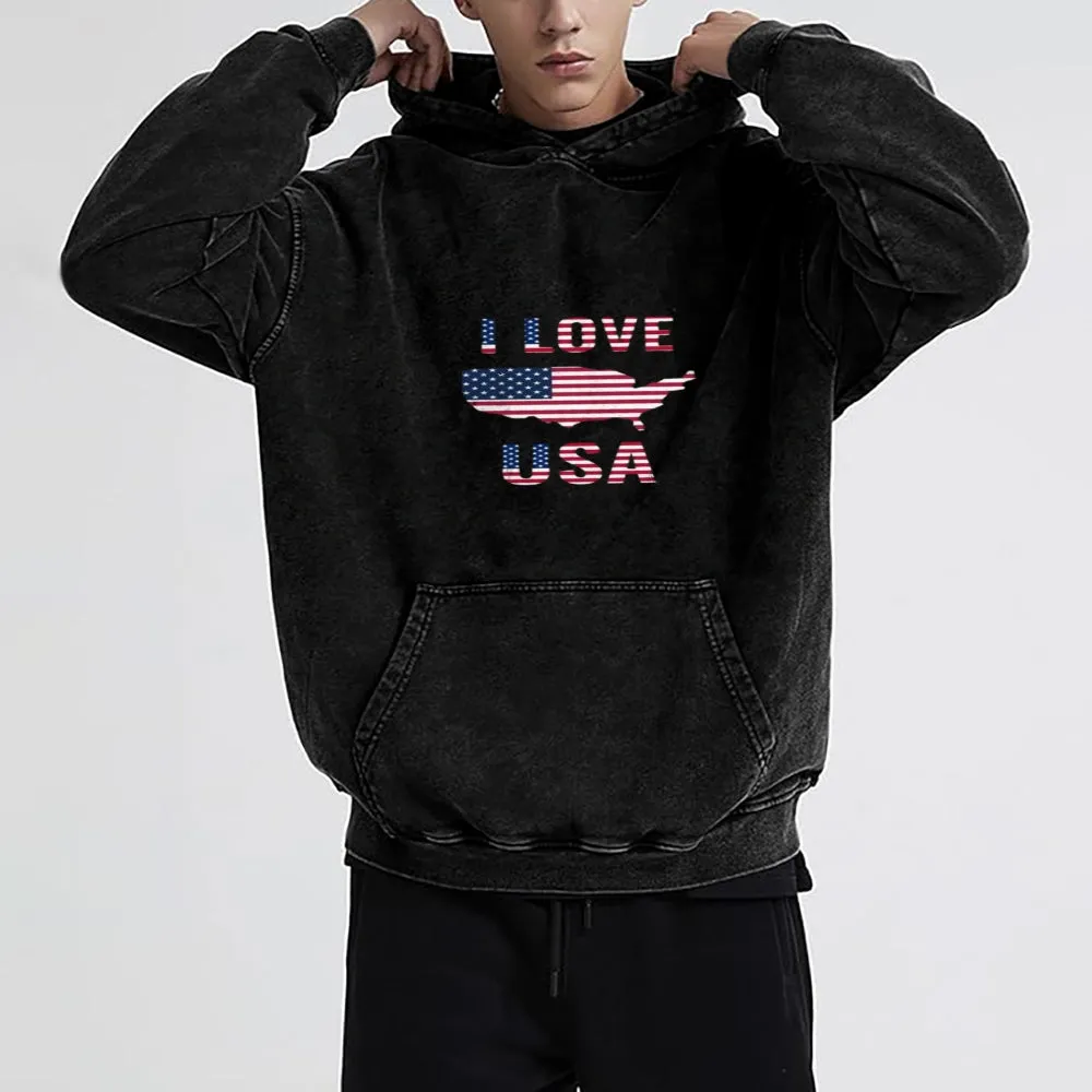 Mens I Love USA Hoodies
