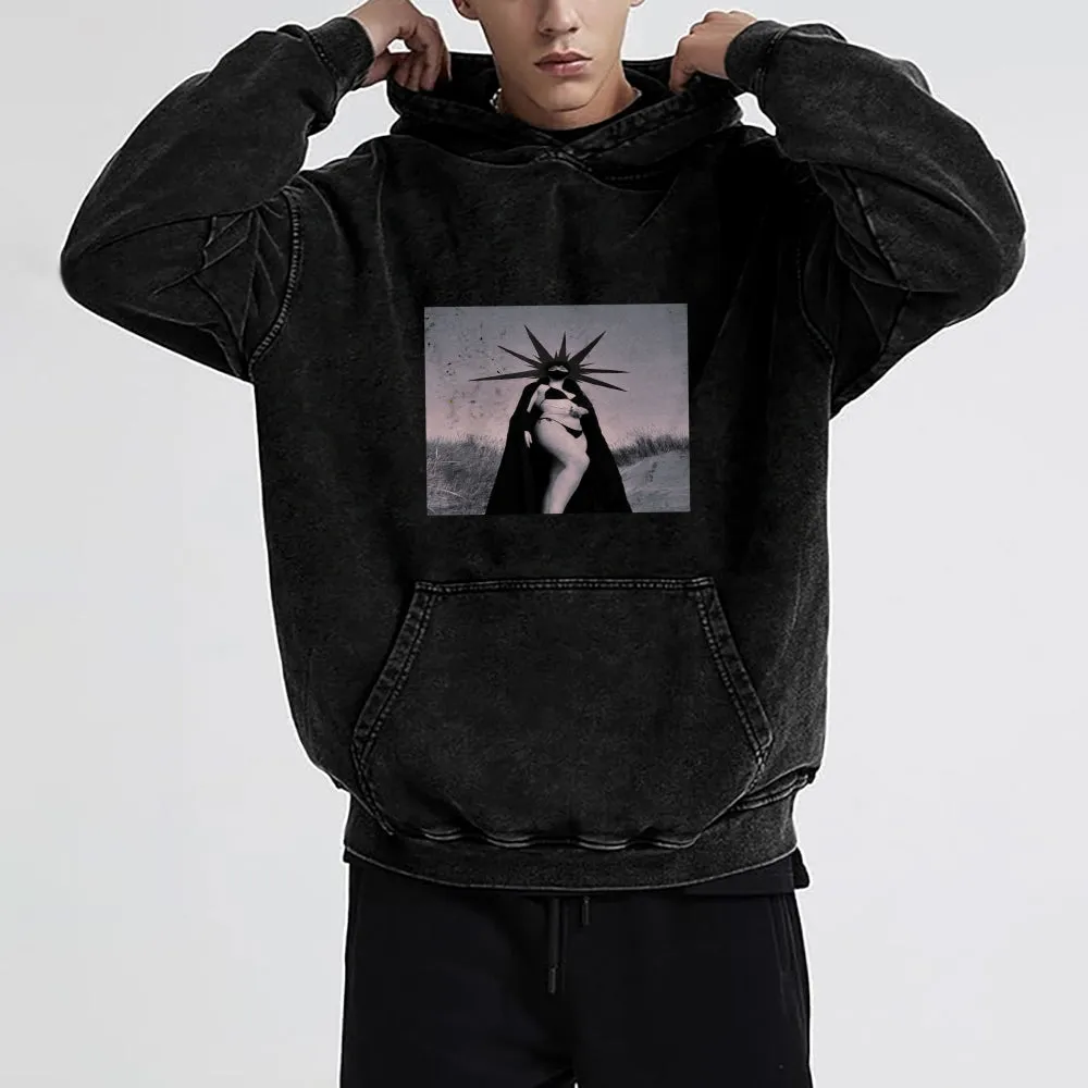 Mens Retro Woman Statue Pattern Hoodies