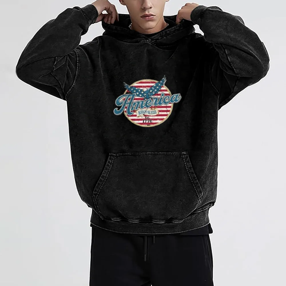 Mens Vintage American Flag Hoodies