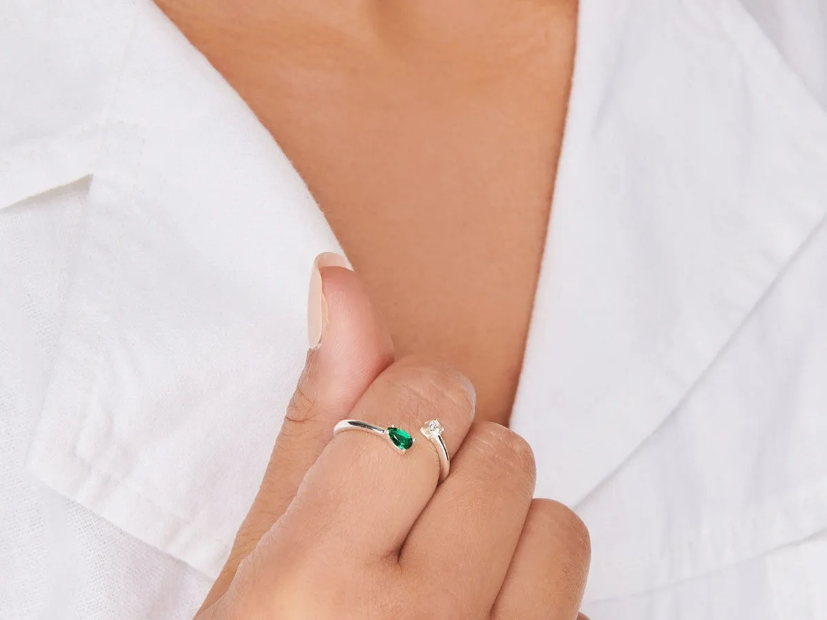 Serpentine Emerald Silver Ring