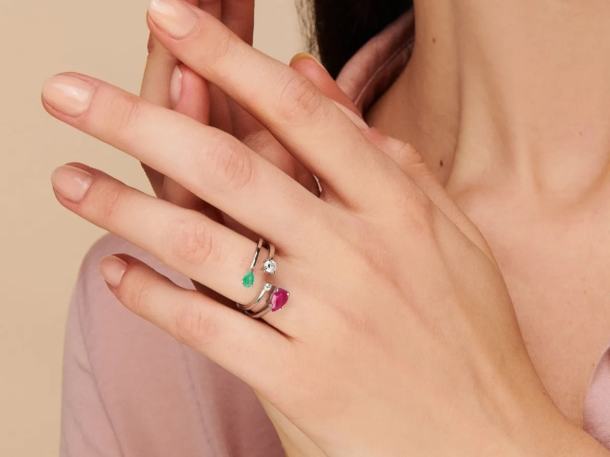 Serpentine Emerald Silver Ring