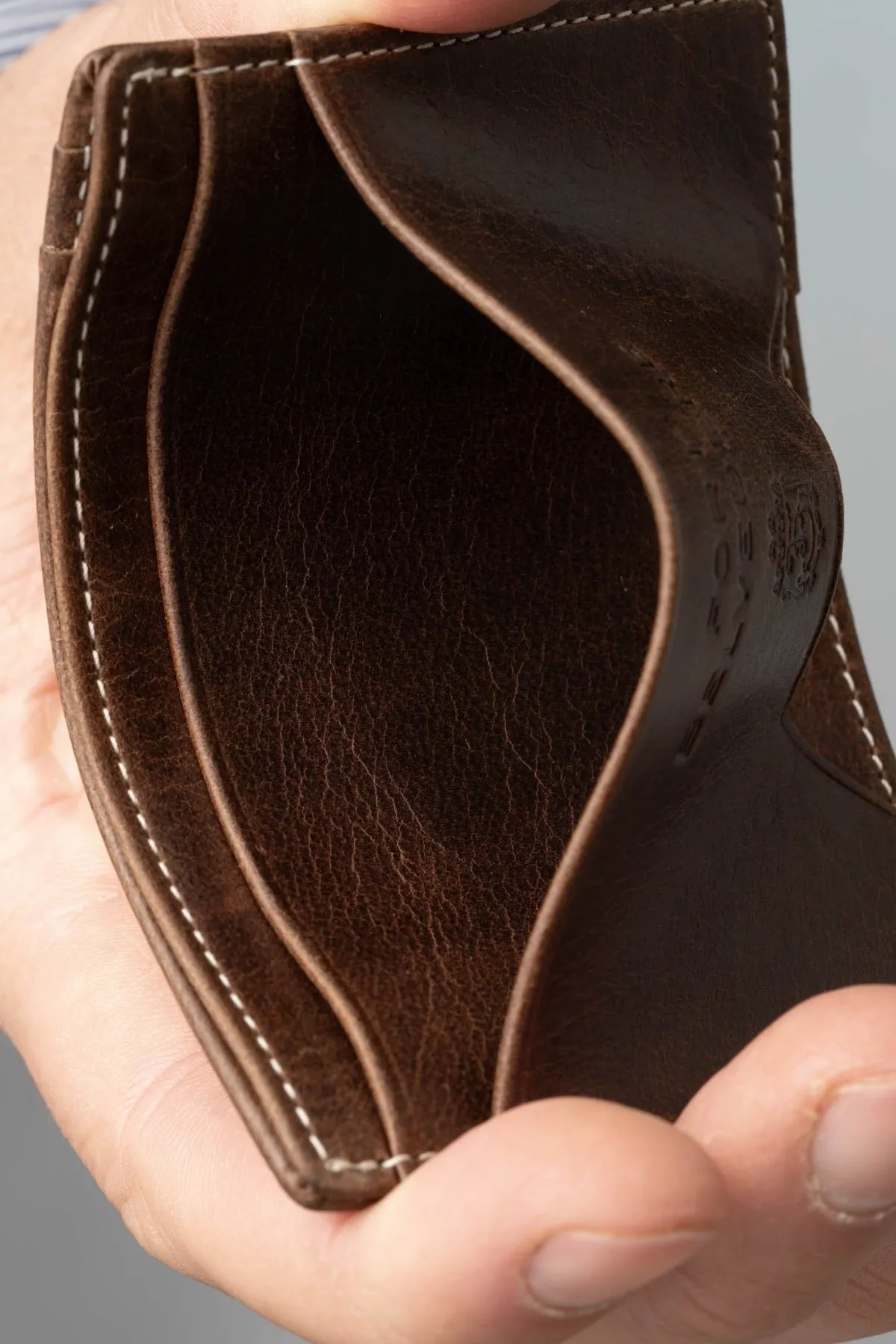 Slim Antique Mahogany Leather Cardholder Wallet