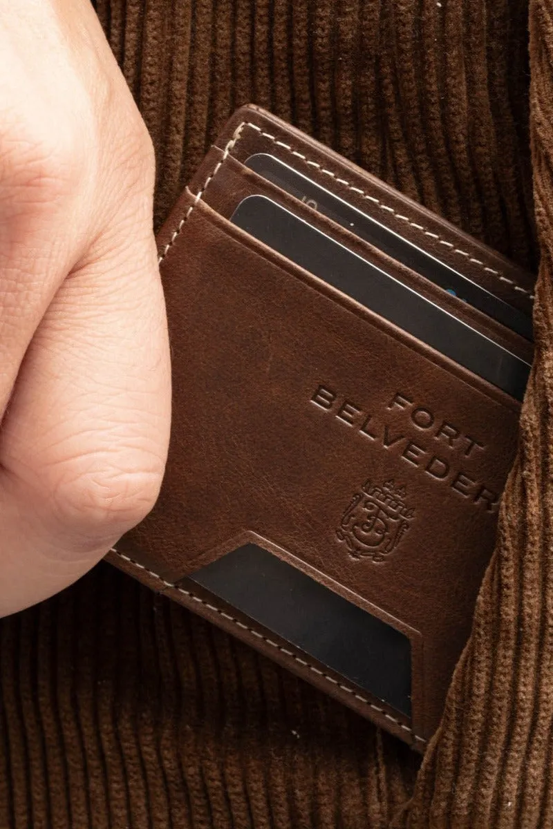 Slim Antique Mahogany Leather Cardholder Wallet