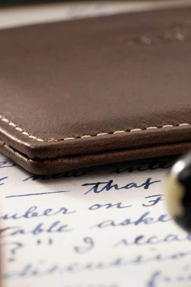 Slim Antique Mahogany Leather Cardholder Wallet