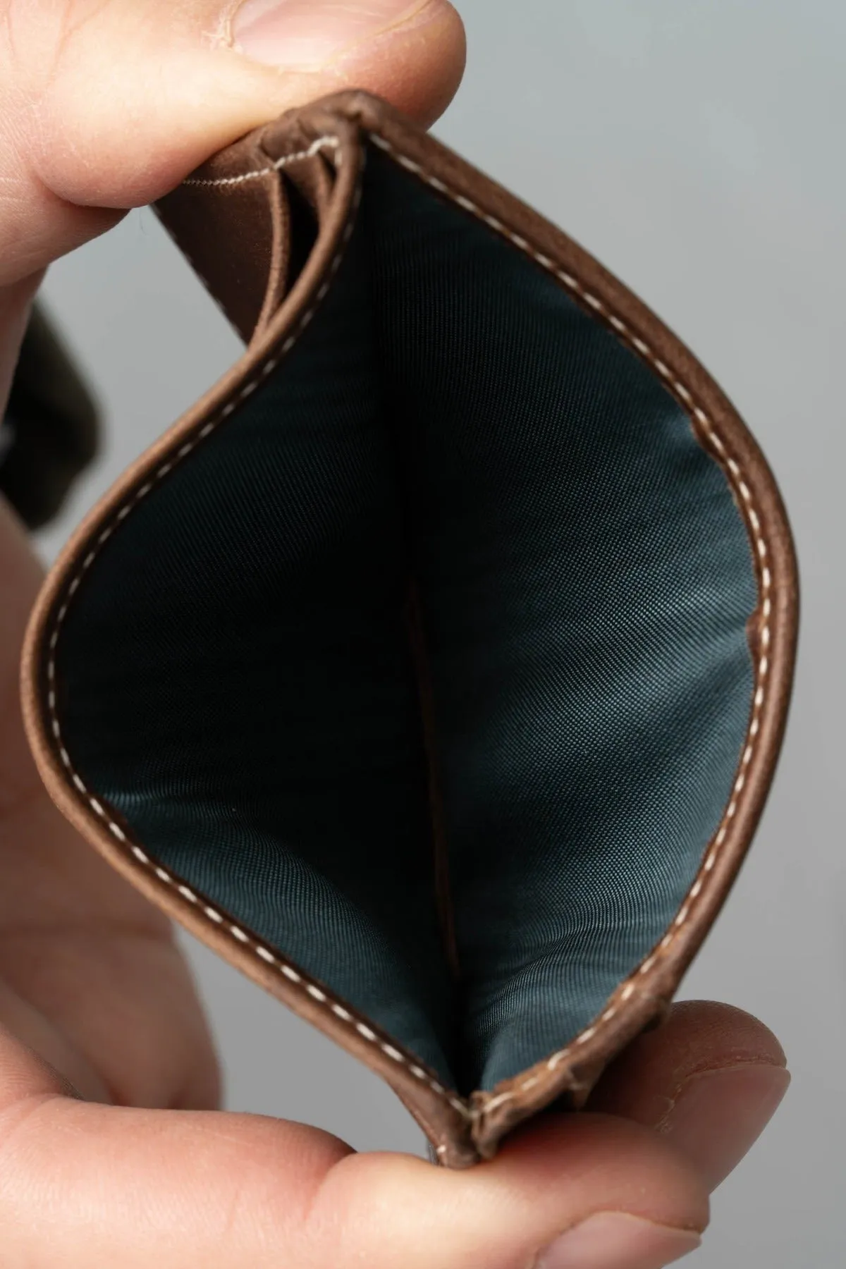 Slim Antique Mahogany Leather Cardholder Wallet