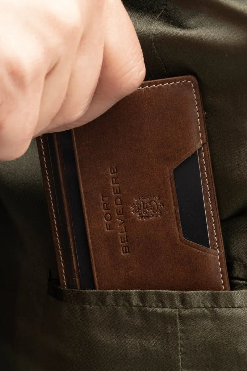 Slim Antique Mahogany Leather Cardholder Wallet