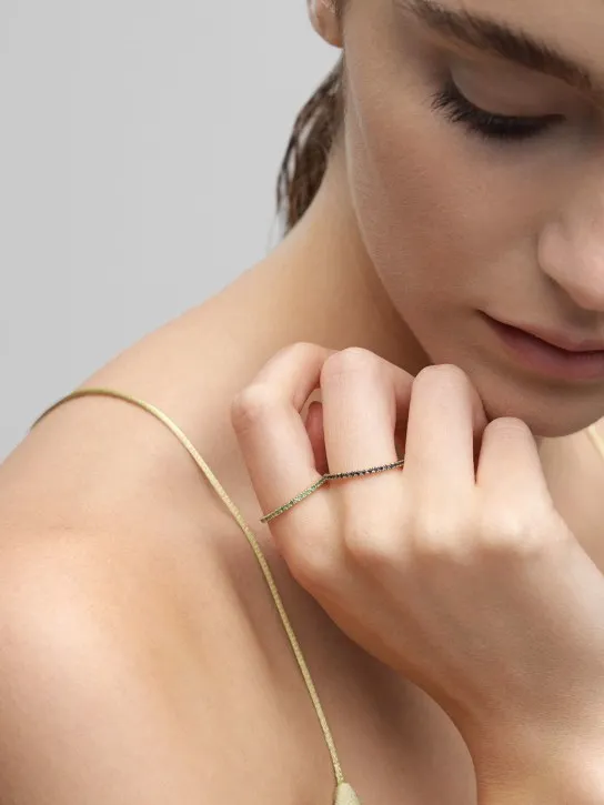 Vanzi   Annagreta thin 18kt gold &amp; emerald ring 